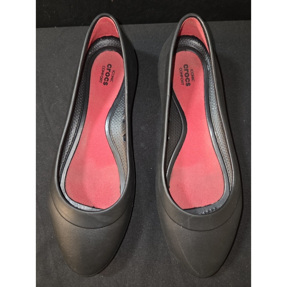 Crocs Lina‎ Ballet Flats Womens 6 Black Iconic Comfort Shoes Slip On Casual